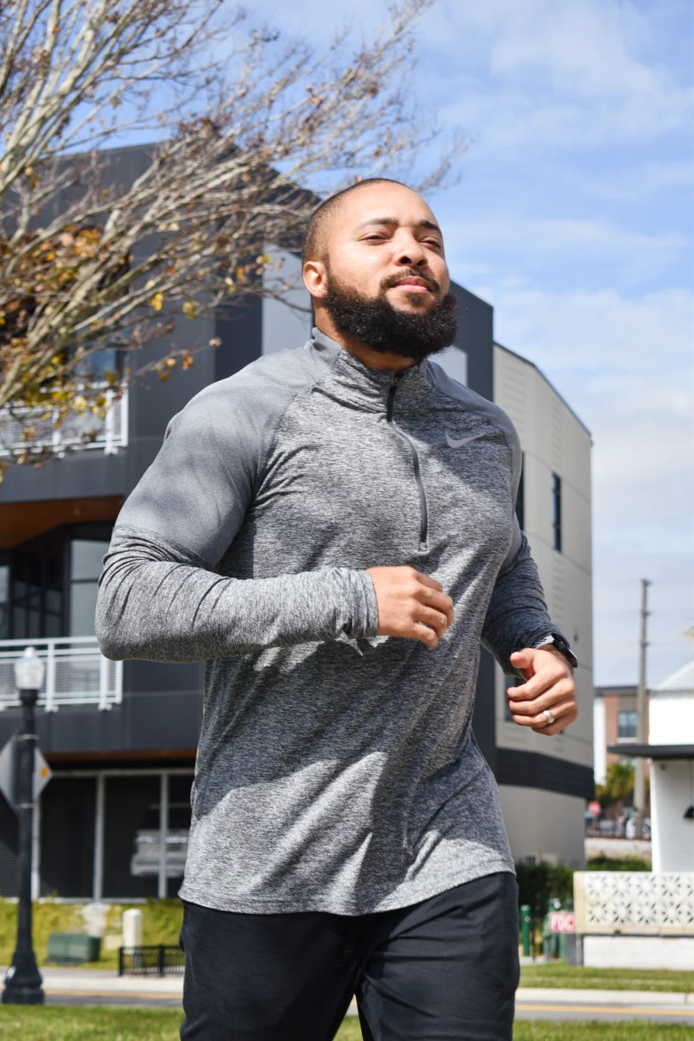 Jermaine running while training for an upcoming marathon